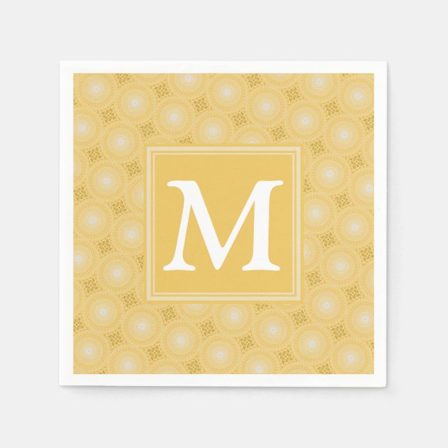Monogram gult circles mönster pappersservett (Framsidan)