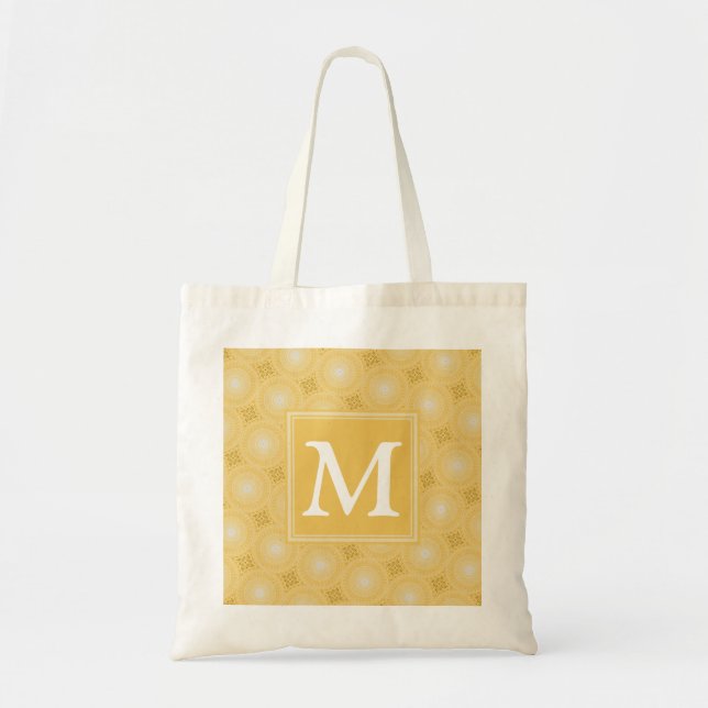 Monogram gult circles mönster tygkasse (Framsidan)