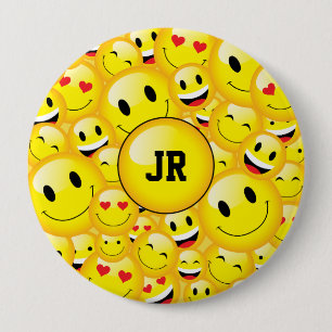 Monogram Gult Emoji Art Symbol Mönster Knapp