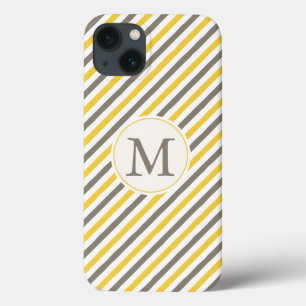 Monogram Gult och Grått Rand Mönster
