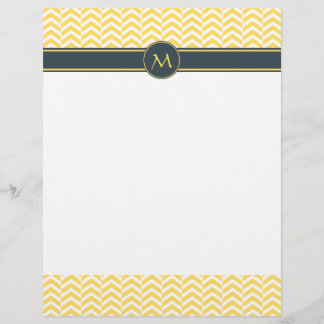 Monogram Gult och vit Chevron med träkol