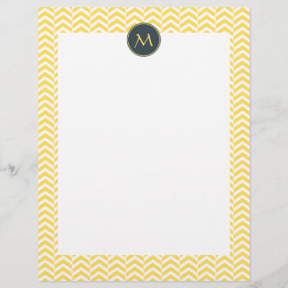 Monogram Gult och vit Chevron med träkol