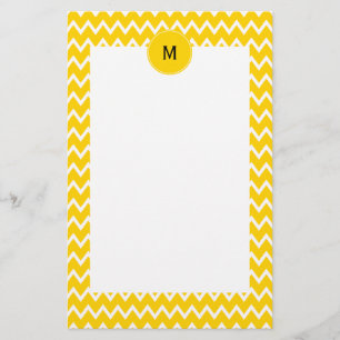 Monogram Gult och White Zigzag Mönster Brevpapper