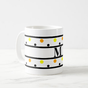 Monogram Gult Orange Polka dots Kaffemugg