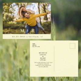 Monogram Gult Photo Bröllop spara datum Vykort