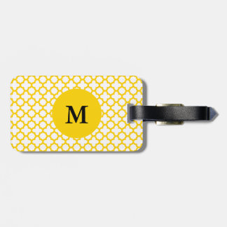 Monogram Gult Quatrefoil Mönster Bagagebricka