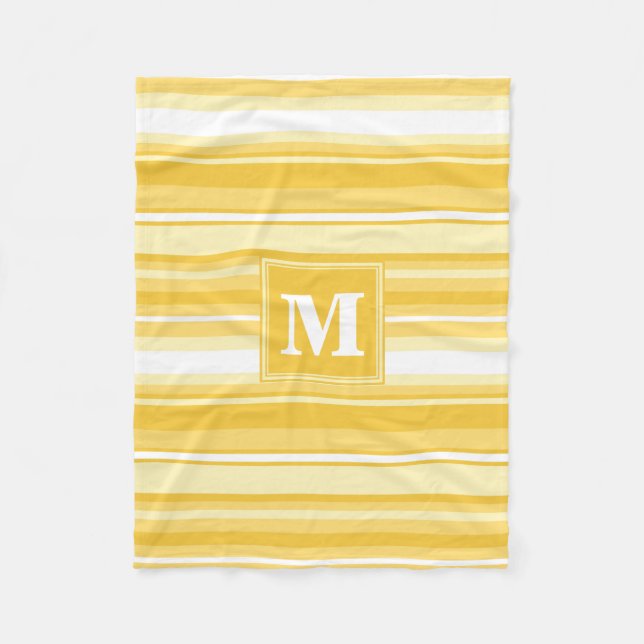 Monogram gult rand fleecefilt (Framsidan)