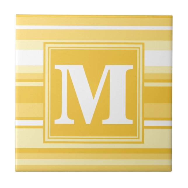 Monogram gult rand kakelplatta (Framsidan)