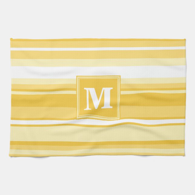 Monogram gult rand kökshandduk (Horisontell)