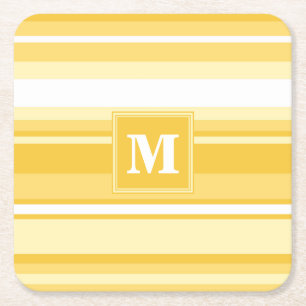 Monogram gult rand underlägg papper kvadrat