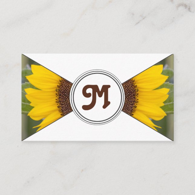 Monogram gult solrosflorist elegant triangel visitkort (Framsida)
