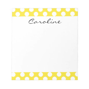 Monogram Gult White Trendig Roligt Polka Dot Möns Anteckningsblock