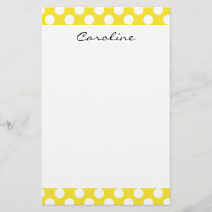 Monogram Gult White Trendig Roligt Polka Dot Möns Brevpapper