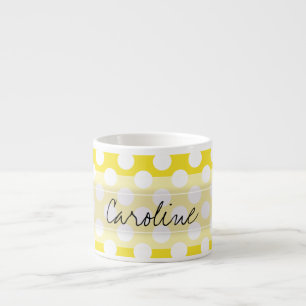Monogram Gult White Trendig Roligt Polka Dot Möns Espressomugg