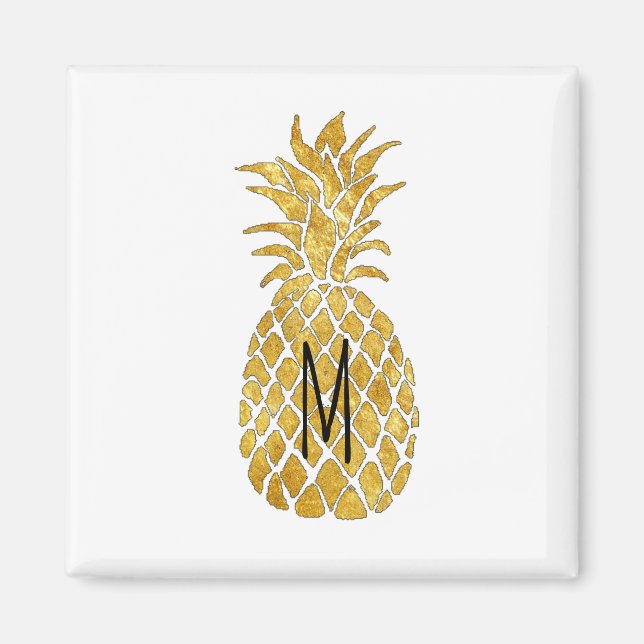 monogram gyllene ananas magnet (Framsidan)