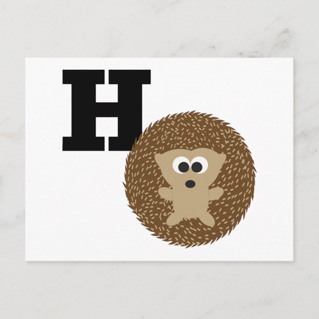 Monogram H är avsett för Hedgehog Vykort (Framsida)