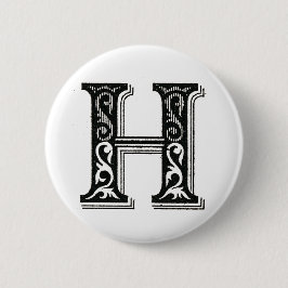 Monogram H, Brev H, Alphabet H, första H Knapp