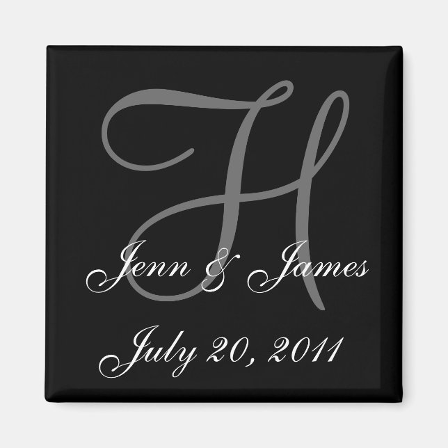 Monogram H Bröllop Bride Groom Date Magnet (Framsidan)