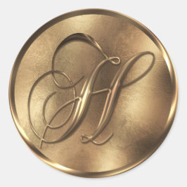 Monogram H Bronze Wedding Investigation Helgdag Runt Klistermärke