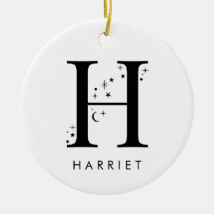 Monogram H Celestial Namn Julgransprydnad Keramik