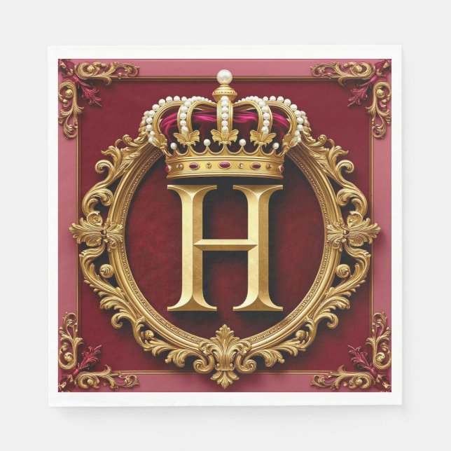 ✨ Monogram H-design för formella evenemangsbord ✨ Pappersservett (Framsidan)