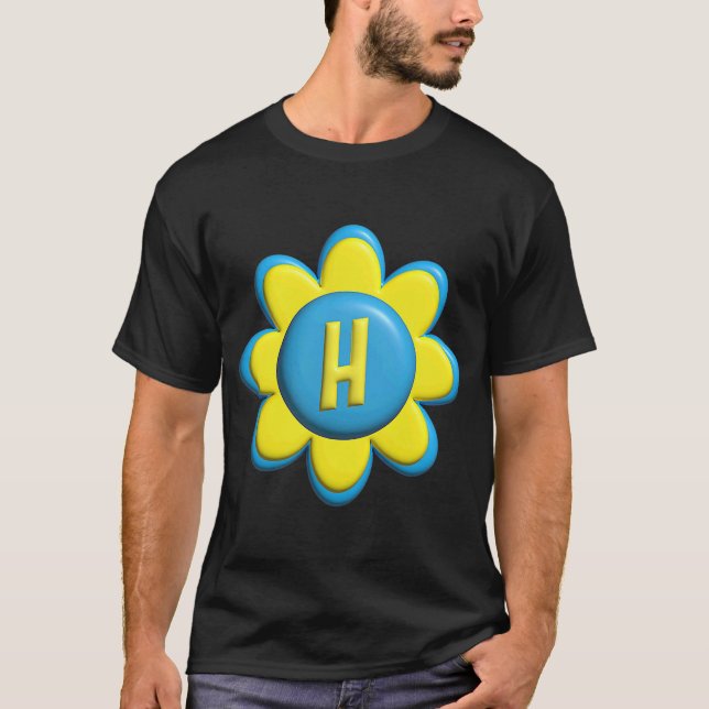 Monogram H-färgad blomma T Shirt (Framsida)