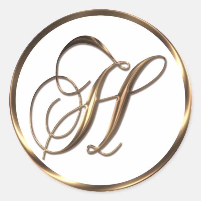 Monogram H Faux Bronze Runt Klistermärke (Framsida)