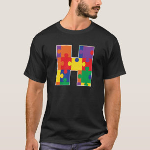 Monogram H i Multi Färg Puzzle Delarare T Shirt