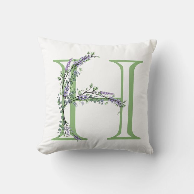 Monogram H Lavender Eucalyptus Kudde (Framsida)