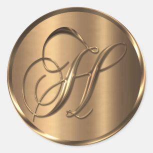 Monogram H NONMETALLIC Bronze Kuvert Seal Runt Klistermärke