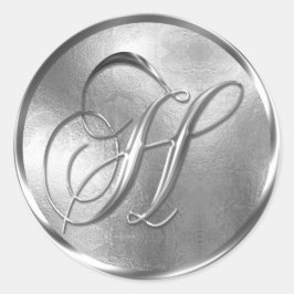 Monogram H NONMETALLIC Silver kuvertförsegling Runt Klistermärke