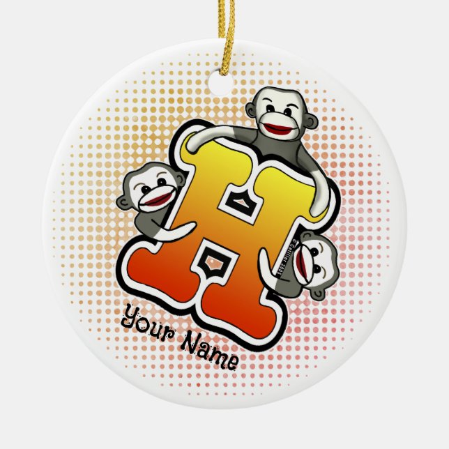 Monogram H Strumpapa  Julgransprydnad Keramik (Framsidan)