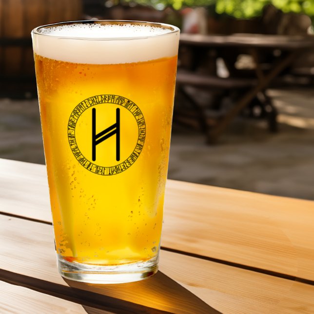 Monogram H - Viking Stil - Pint Glass Glaskopp (Skapare uppladdad)