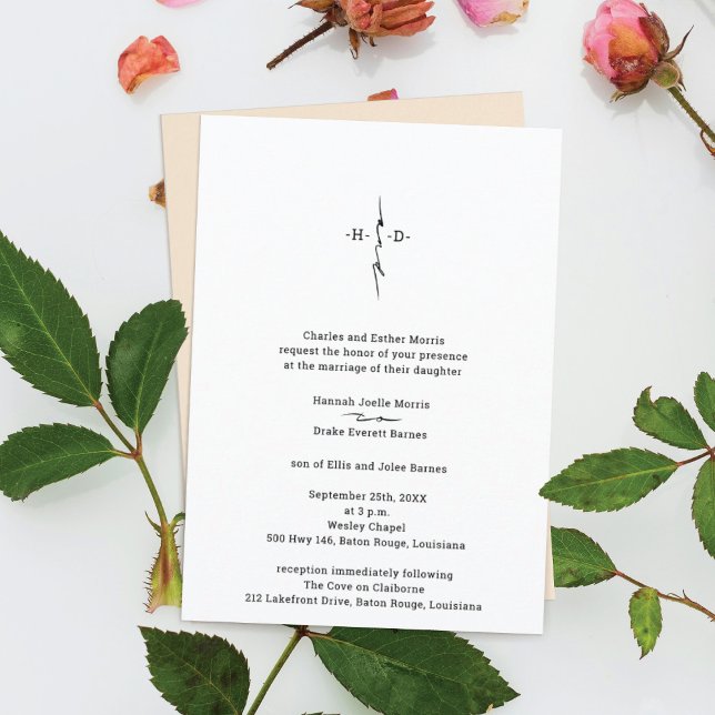 Monogram Hand Lettered Chic Kor Bröllop Inbjudningar (Skapare uppladdad)