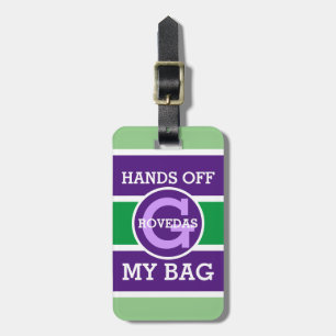 Monogram Hand Off My Bag i grönt vitt lila Bagagebricka