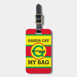 Monogram Händer av min flaggtext på Grönten Röd Gu Bagagebricka