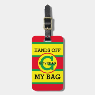 Monogram Händer av min flaggtext på Grönten Röd Gu Bagagebricka