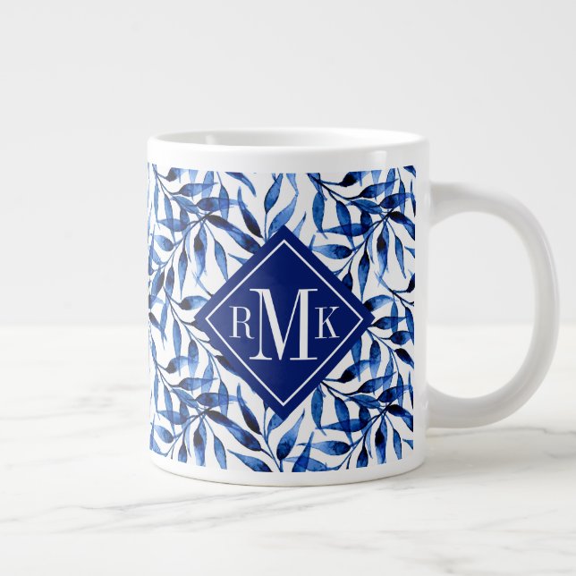 Monogram| Handmålad vattenfärg Bläck Mönster Jumbo Mugg (Höger)