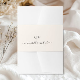 Monogram, handskrift, Elegant Beige Band För Inbjudningskort