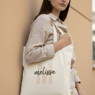 Monogram Handskriven Borste Enkel Tygkasse