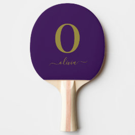 Monogram handskriven namn Personlig lila och guld Pingisracket