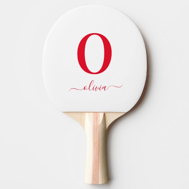 Monogram handskriven namn Personlig vit och röd Pingisracket (Framsidan)