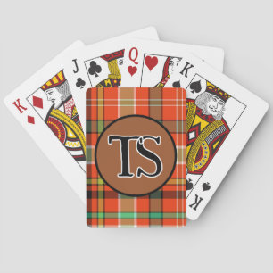 Monogram Handsome Classic Orange Plaid Personlig Casinokort