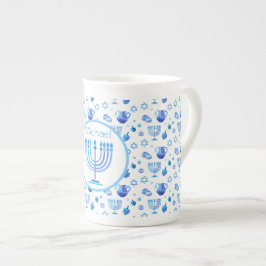 Monogram Hanukkah Festival Menorah Ljus Benporslin Mugg