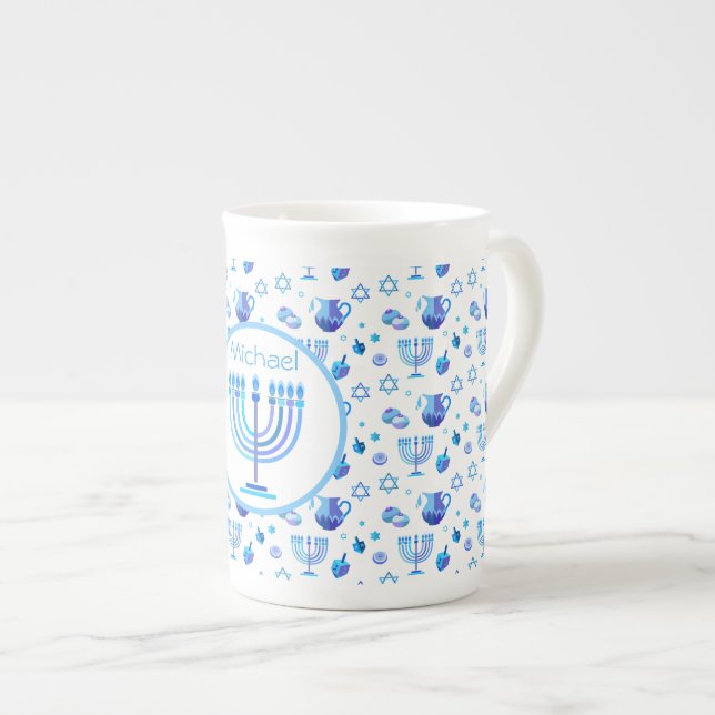 Monogram Hanukkah Festival Menorah Ljus Benporslin Mugg (Framsida höger)