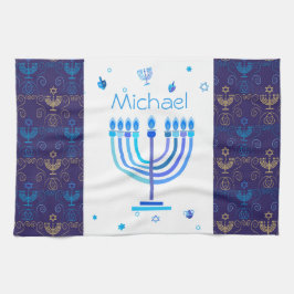Monogram Hanukkah Festival Menorah Ljus Kökshandduk