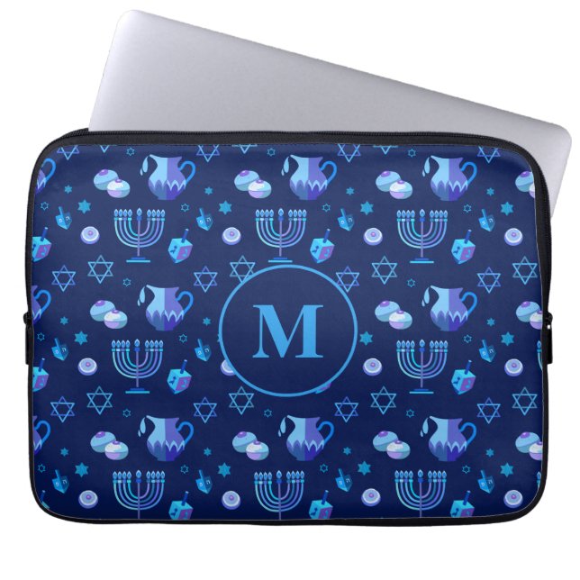 Monogram, Hanukkah judisk Helgdag Ornate Mönster Laptop Fodral (Framsidan)