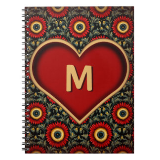 Monogram Heart-anteckningsbok med Anpassningsbar i Anteckningsbok