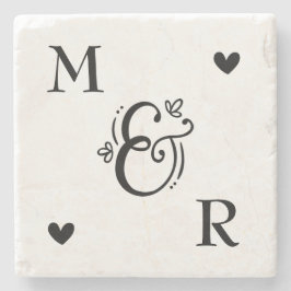 Monogram Heart Valentindagen Stenunderlägg