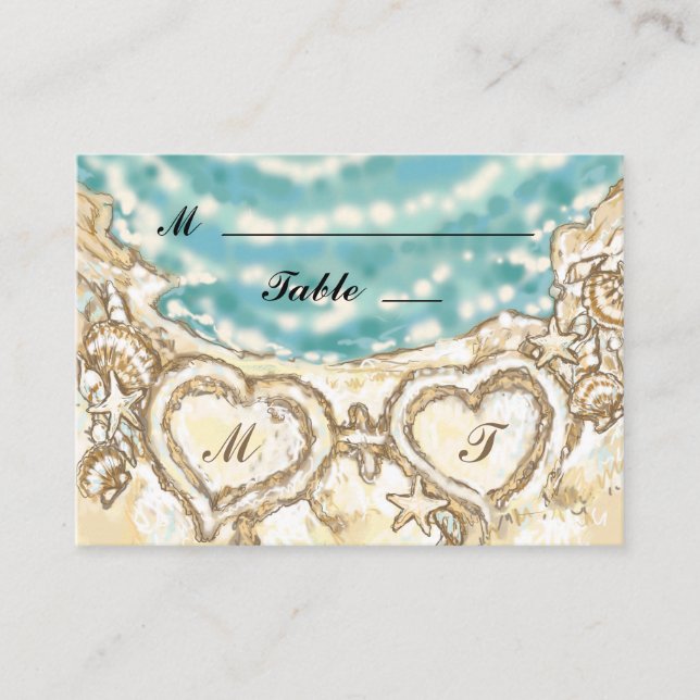 Monogram Hearter på kortet för bockplats Placeringskort (Framsida)